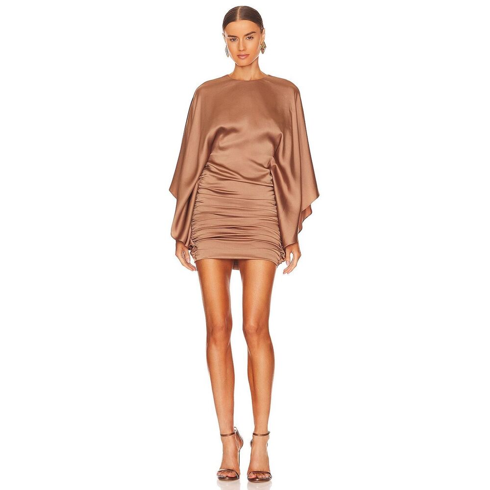 SIMKHAI Kadence Belle Sleeve Mini Dress in Latte